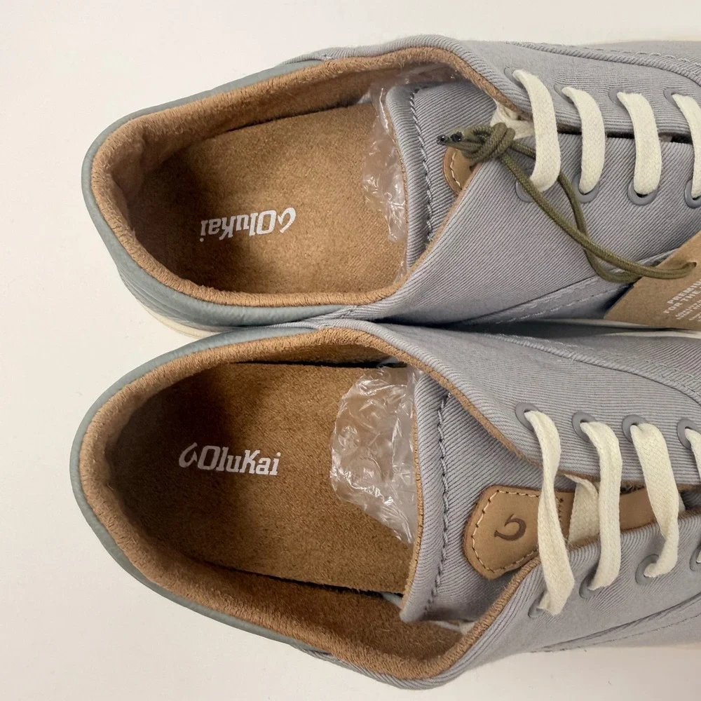 OluKai Kohu Womens Size 8 Mist Grey Textile Lace Up Sneakers 20516-DWDW NEW